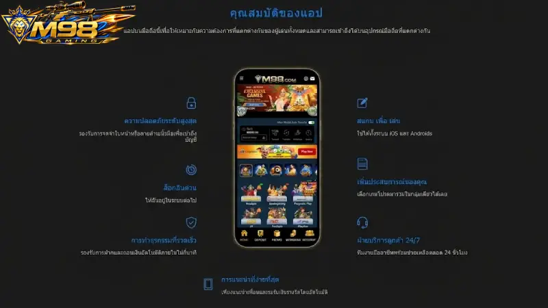 ข้อดีของการใช้งานแอปพลิเคชันหลัง ดาวน์โหลด M98