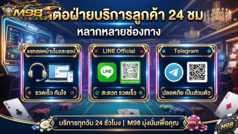 ช่องทางการ ติดต่อฝ่ายบริการลูกค้า 24 ชม M98 ที่หลากหลาย